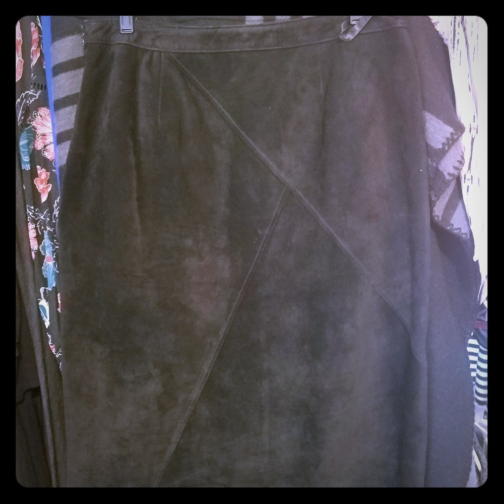 Black suede pencil skirt